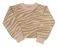 Ružovo-hnedý pruhovaný crop sveter H&M