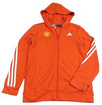 Červená propínací mikina s kapucí - Manchester United Adidas