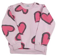 Svetloružová mikina so srdiečkami PRIMARK