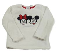 Bílé plyšové triko s Minnie a Mickeym Primark