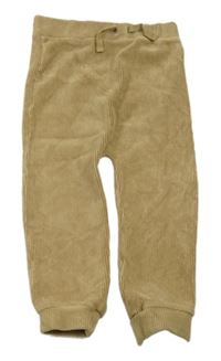 Béžové žebrované sametové baggy tepláky Nutmeg