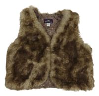 Hnedá kožušinová podšitá vesta