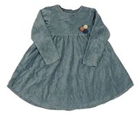 Šedomodré žebrované sametové šaty s 3D puntíky M&S