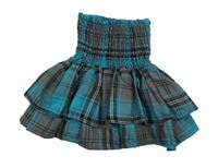 Světlemodro-sivo-čierna kockovaná vrstvená sukňa