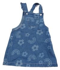 Modré květované riflové laclové šaty F&F