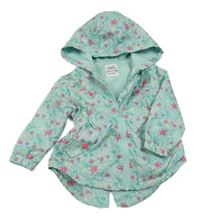 Mintová květovaná šusťáková lehce zateplená parka s kapucí St. Bernard