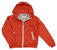Červená šusťáková jarní bunda s kapucí 