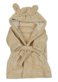 Béžový plyšový župan s kapucňou s ňufáčikom  Tu