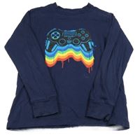 Tmavomodré triko s ovladačem Next