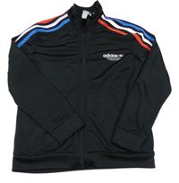 Černo-bílo-modro-červená propínací sportovní mikina s pruhy Adidas