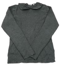 Sivý rebrovaný sveter s golierikom Next