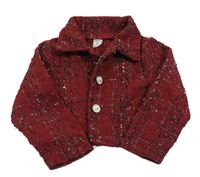 Vínovo-čierne trblietavé kockované bolerko Shein