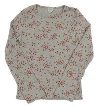 Sivé rebrované kvetované tričko Zara