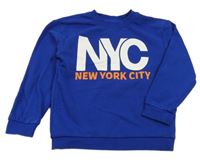 Tmavomodrá mikina s nápisom H&M