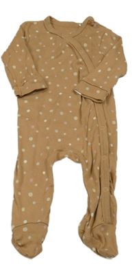 Hnedo-farebný bodkovaná ý rebrovaný overal Topomini