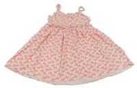 Bielo-neónově ružové šaty s motýlikmi Dopodopo