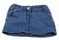 Tmavomodro-ružová bodkovaná á rifľová tepláková sukňa