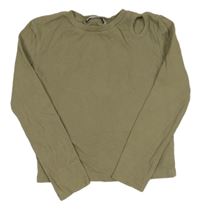 Khaki rebrované crop tričko George