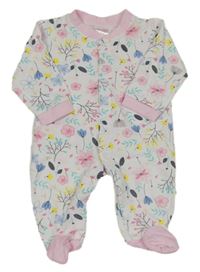 Svetloružová -bielo-farebný kvetovaný overal