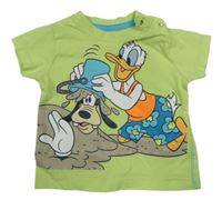Svetlozelené tričko s Donaldem a Goofym Disney
