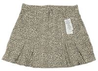 Nové - Béžovo-čierno-hnedá rifľová sukňa s leopardím vzorom M&S