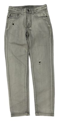 Šedé skinny fit rifle s prošoupáním 