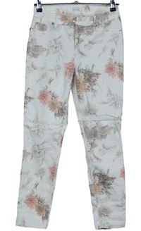 Dámské bílé květované skinny kalhoty Lascana 