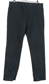 Pánské tmvošedé plátěné chino slim kalhoty vel. 38/32