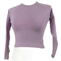 Dámské lila žebrované sportovní crop triko 