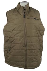 Nové - Pánska hnedá šušťáková zateplená vesta Cotton