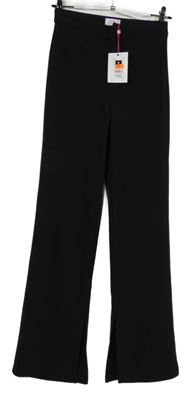 Nové - Dámské černé žebrované zvonové kalhoty Savida 