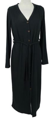 Dámské černé žebrované midi šaty s páskem George 