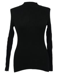 Dámsky čierny rebrovaný ľahký sveter Atmosphere