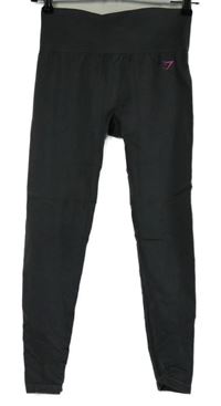 Dámske tmavosivé športové funkčné capri legíny s logom Gymshark