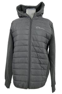 Pánská šedá šusťáková bunda s teplákovými rukávy a kapucí Closure 