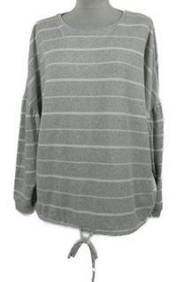 Dámska sivo-biela pruhovaná domáceá pletená mikina Nutmeg