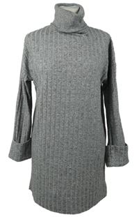 Dámská šedá žebrovaná úpletová tunika s rolákem F&F