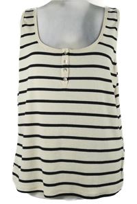 Dámsky smetanovo-čierny pruhovaný rebrovaný top H&M