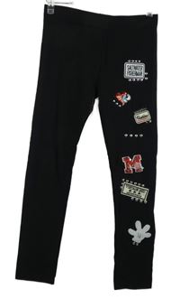 Dámské černé legíny s nášivkami 