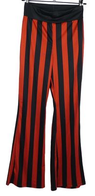 Dámske červeno-čierne pruhované teplákové nohavice Shein