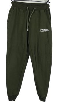 Dámské khaki cuff tepláky s nápisem 