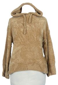 Dámsky béžový žinylkový sveter s kapucňou Primark