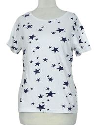 Dámske bielo-tmavomodré hviezdičkované tričko Primark