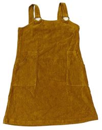 Medové rebrované zamatové šaty F&F