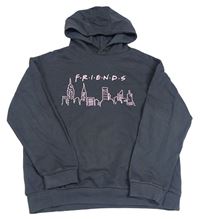 Sivá mikina s potiskem Friends a kapucňou
