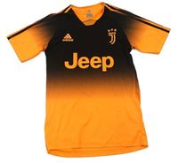 Černo-neonově oranžový sportovní fotbalový dres Juventus Adidas