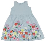 Svetlomodré bavlnené šaty s kvietkami H&M