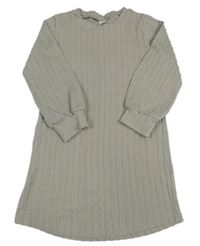 Svetlosivé rebrované úpletové šaty Shein