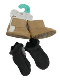2set- béžové zateplené capáčky+ tmavošedé fleecové rukavice