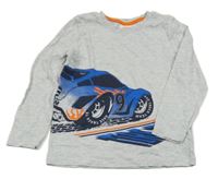 Světlešedé triko s autem kids